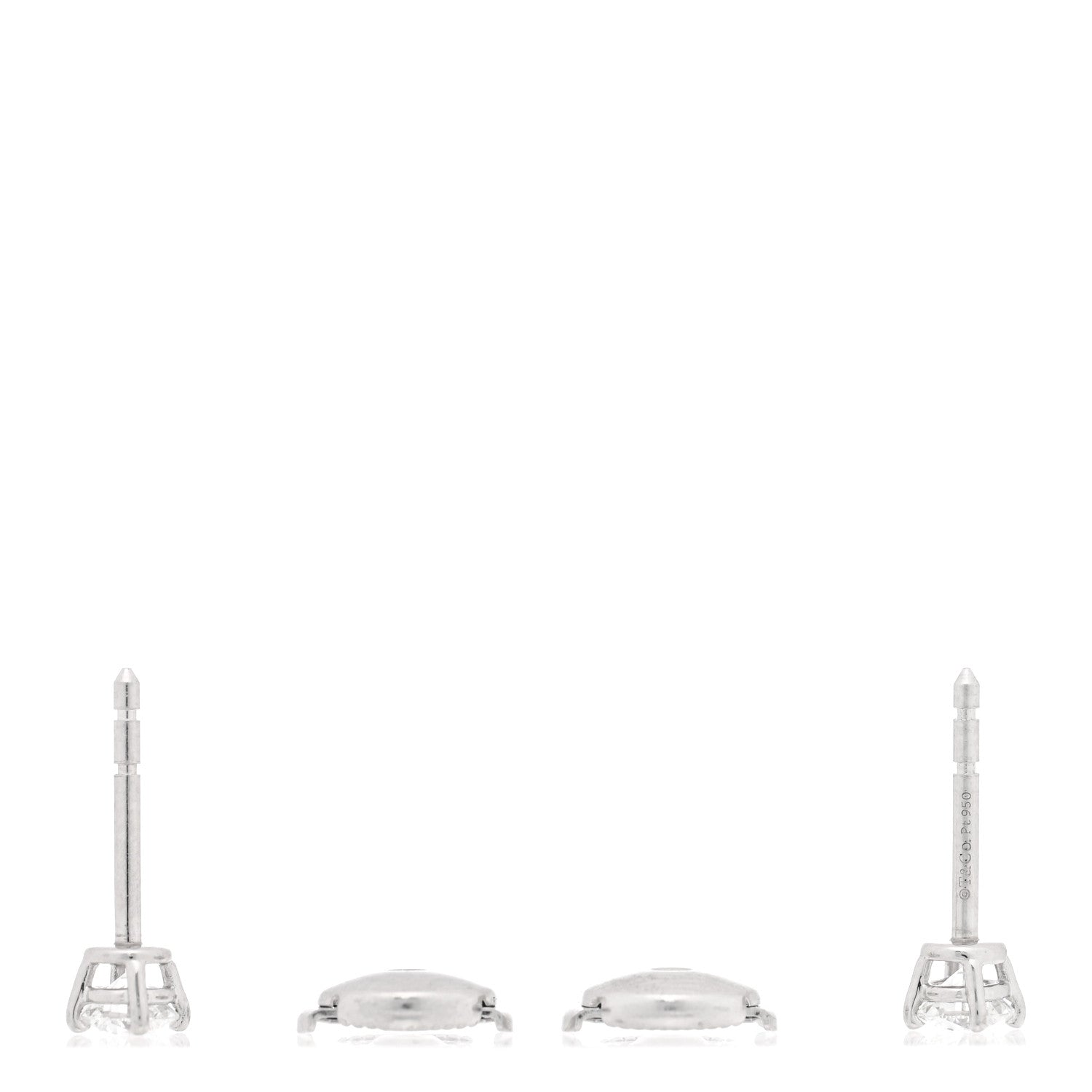 Tiffany Platinum Diamond .50ctw Solitaire Earrings 3 of 4