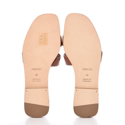 Hermes Box Calfskin Oran Sandals 40 Gold 5 of 9