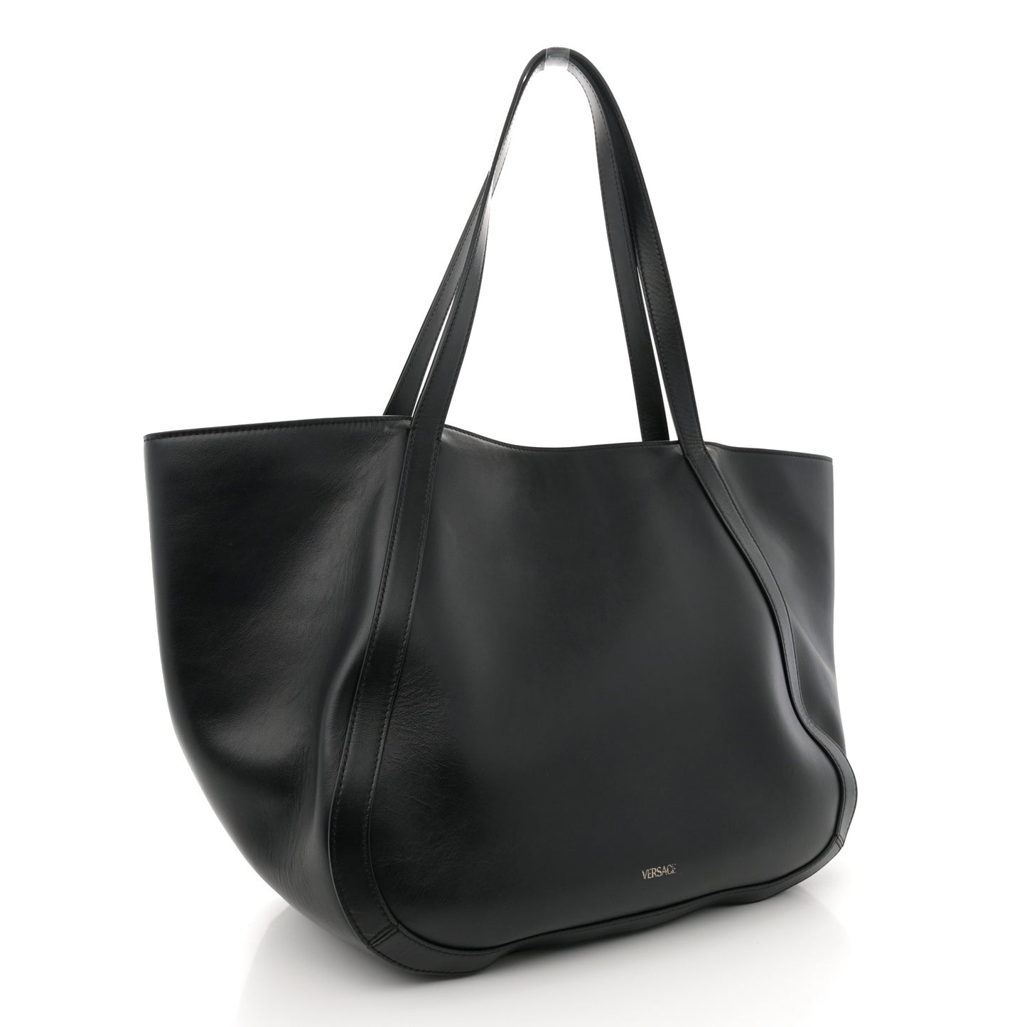 Calfskin Greca Goddess Tote Bag Black