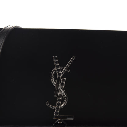 Saint Laurent Velvet Crystal Monogram Kate Tassel Chain Wallet Black 9 of 10