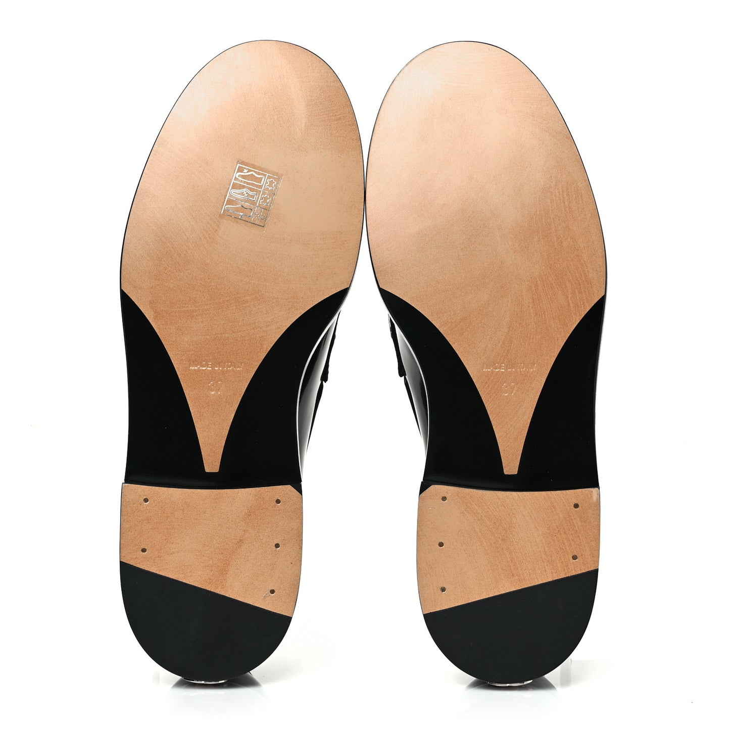 Shiny Calfskin Logo Loafers 37 Black