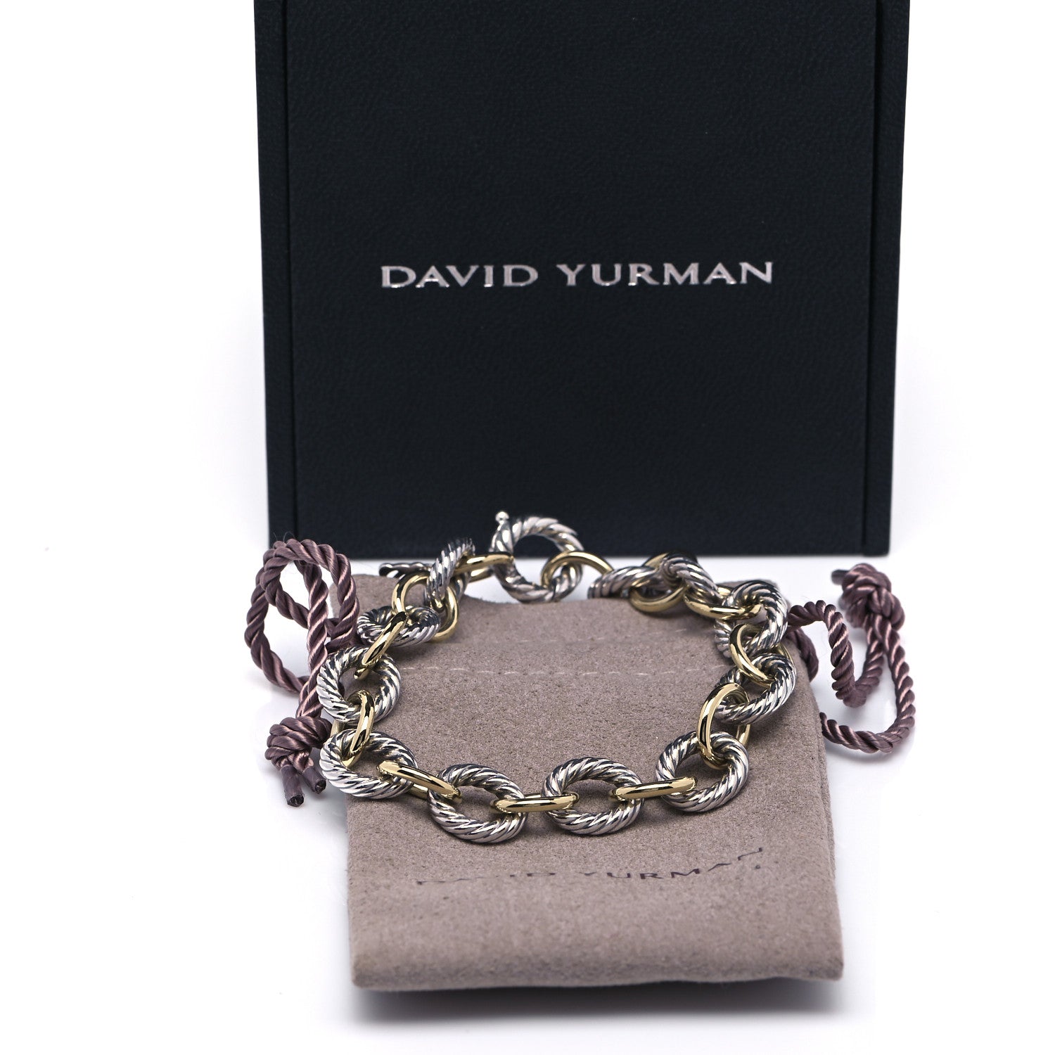 David Yurman Sterling Silver 18K Yellow Gold 10mm Medium Oval Link Bracelet 6 of 6