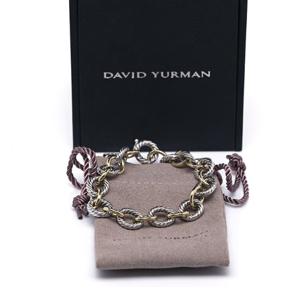 David Yurman Sterling Silver 18K Yellow Gold 10mm Medium Oval Link Bracelet 6 of 6