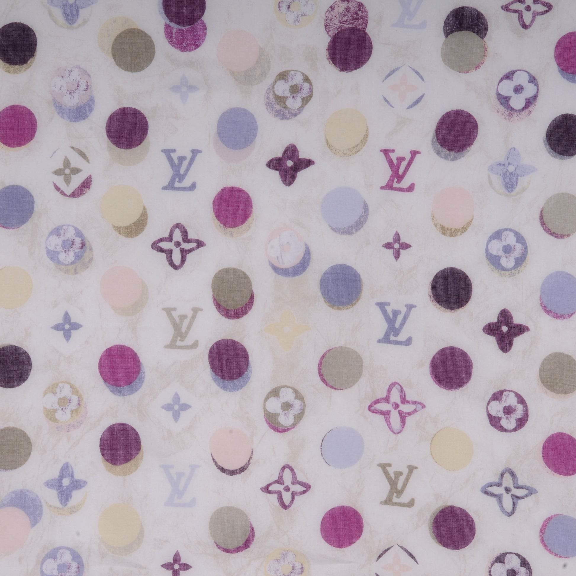 Louis Vuitton Cotton Monogram Dot Logo Bandana Scarf White 3 of 5