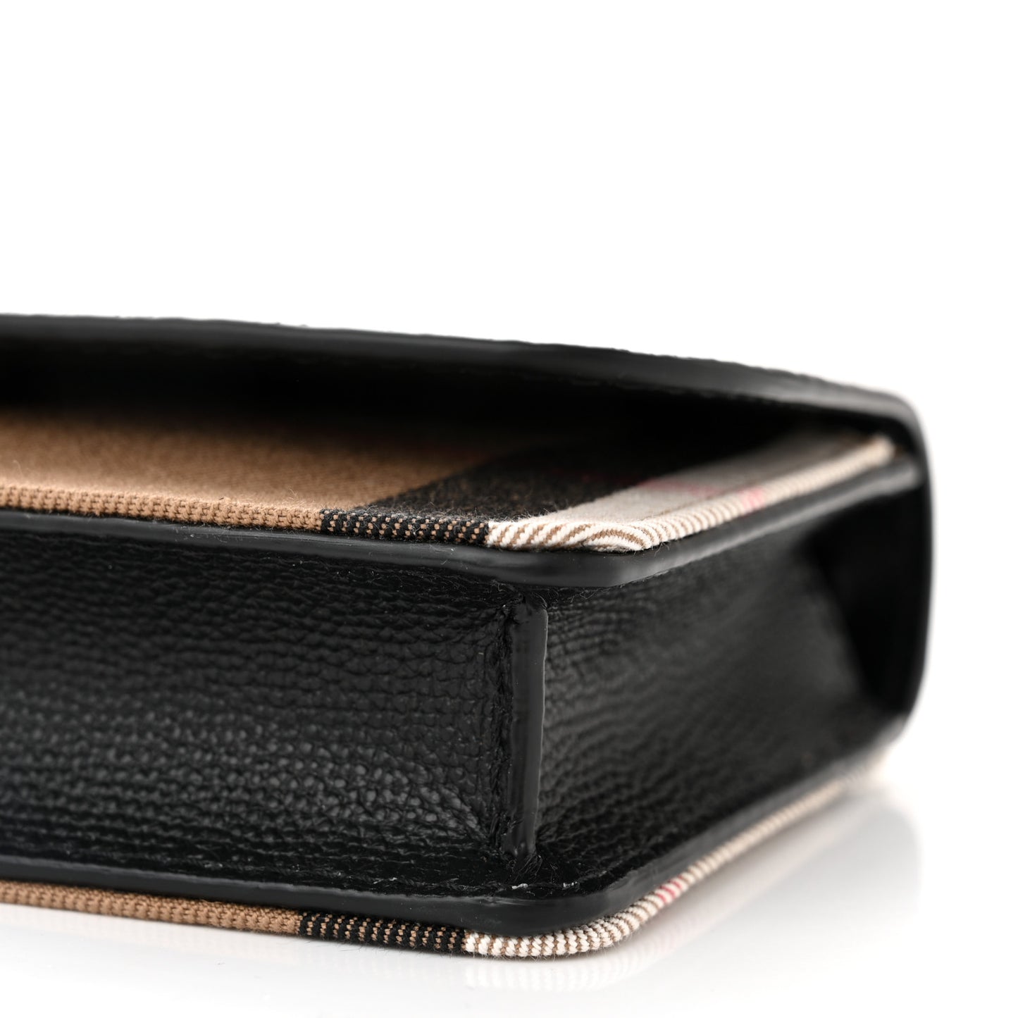 Derby Calfskin House Check Wallet On Chain Black