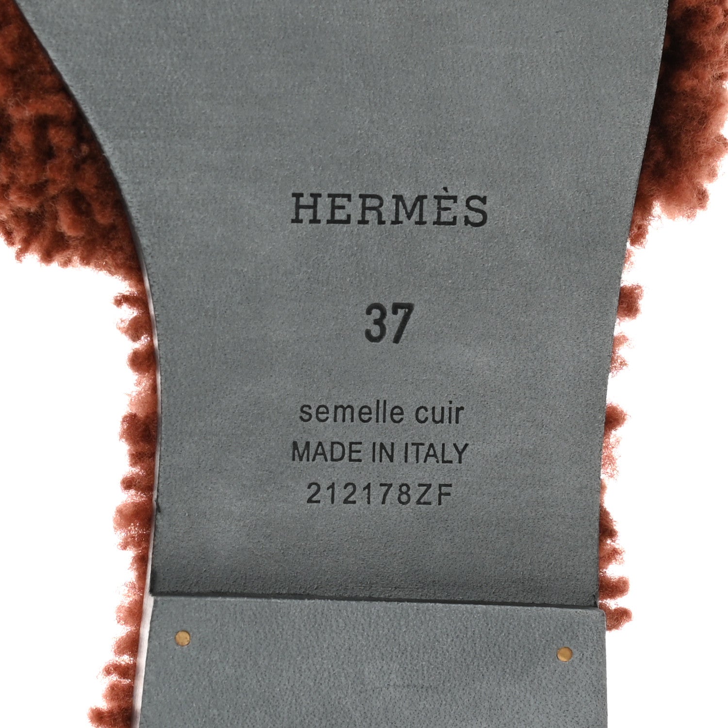 Hermes Woolskin Oran Sandals 37 Cognac 7 of 8