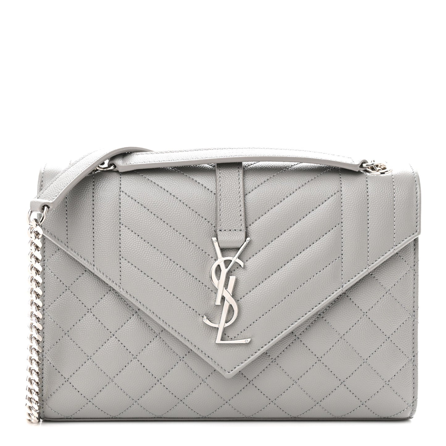 Grain De Poudre Textured Mixed Matelasse Medium Triquilt Monogram Satchel New Stone