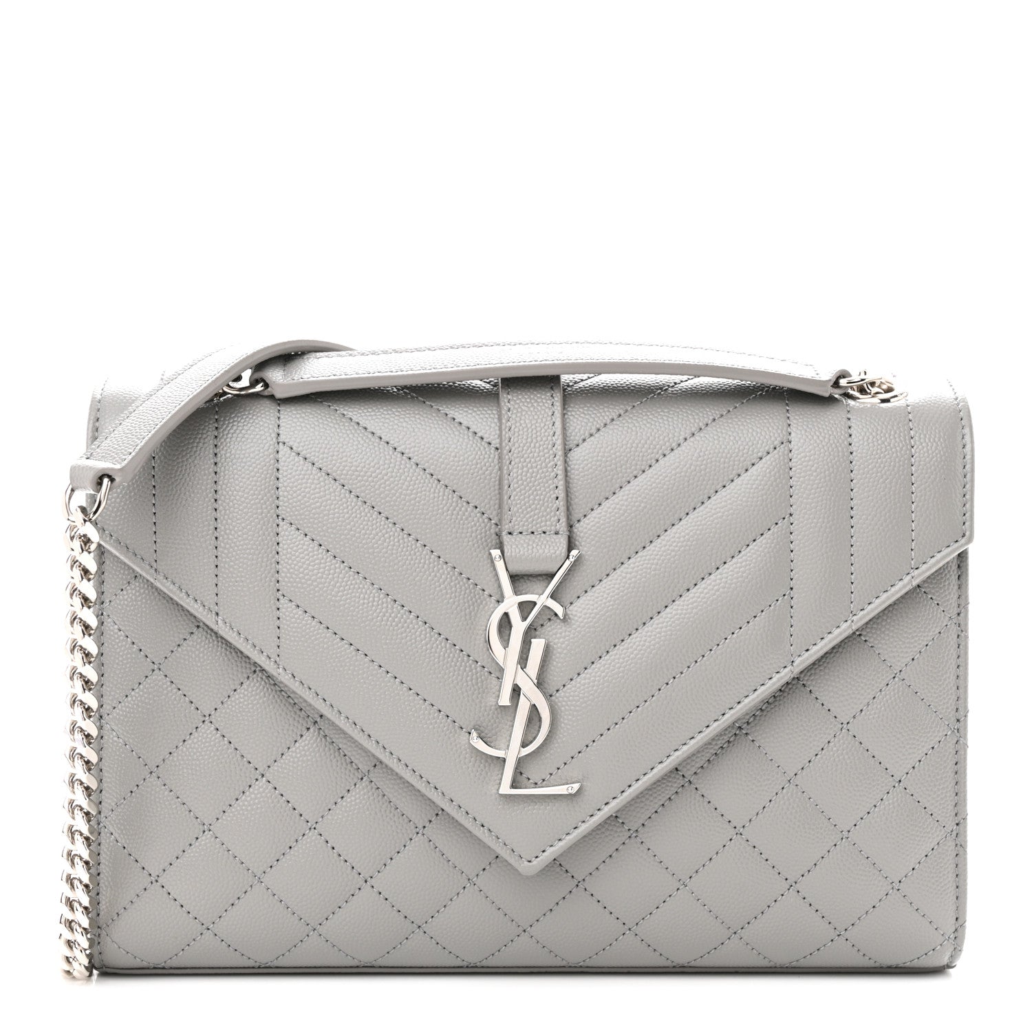 Saint Laurent Grain De Poudre Textured Mixed Matelasse Medium Triquilt Monogram Satchel New Stone 1 of 10