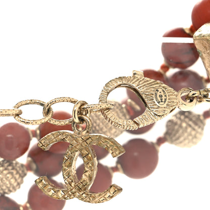 Chanel Metal Marble CC Multi Strand Bracelet Golden Red 4 of 6