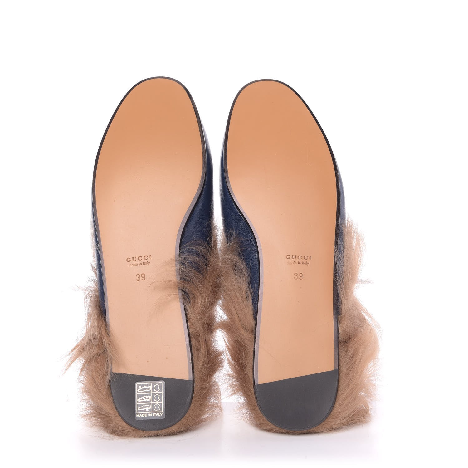 Gucci Malaga Kid Fur Womens Princetown Slippers 39 Blue Agata 6 of 10