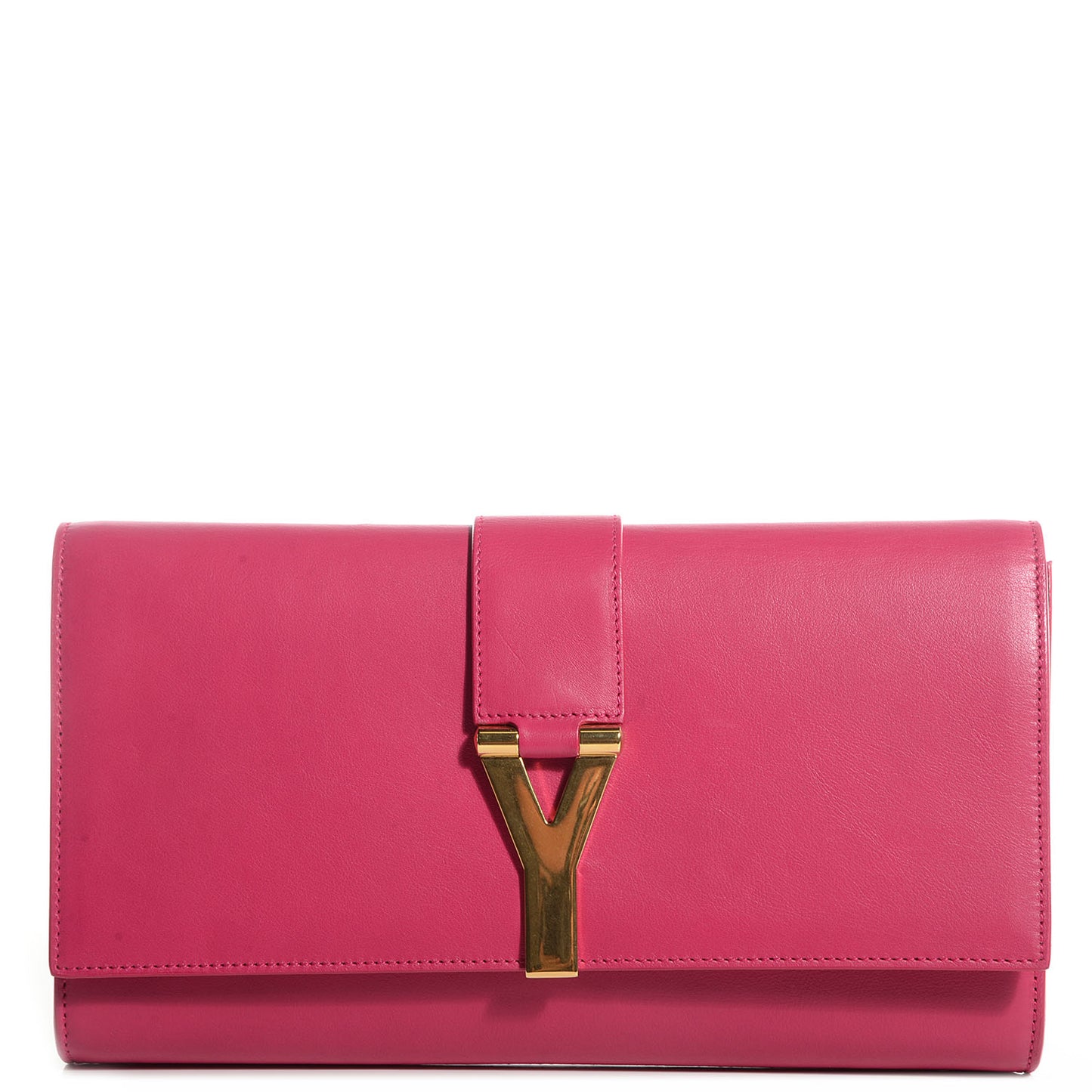 Calfskin Classic Y Clutch Fuchsia