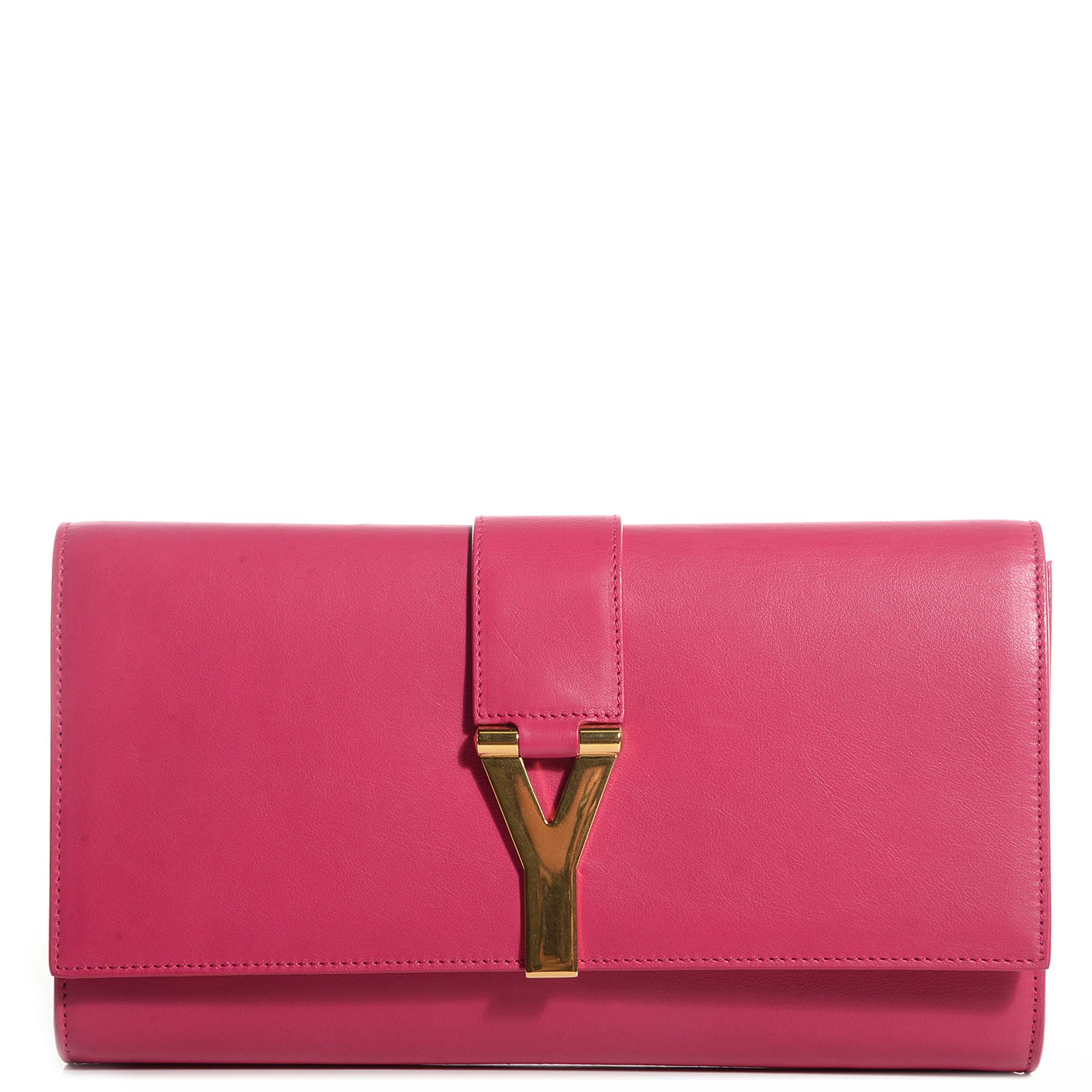 Saint Laurent Calfskin Classic Y Clutch Fuchsia 1 of 8