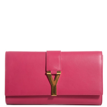 Saint Laurent Calfskin Classic Y Clutch Fuchsia 1 of 8