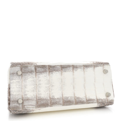 Hermes Matte Niloticus Crocodile Himalaya Kelly Retourne 25 White 4 of 11