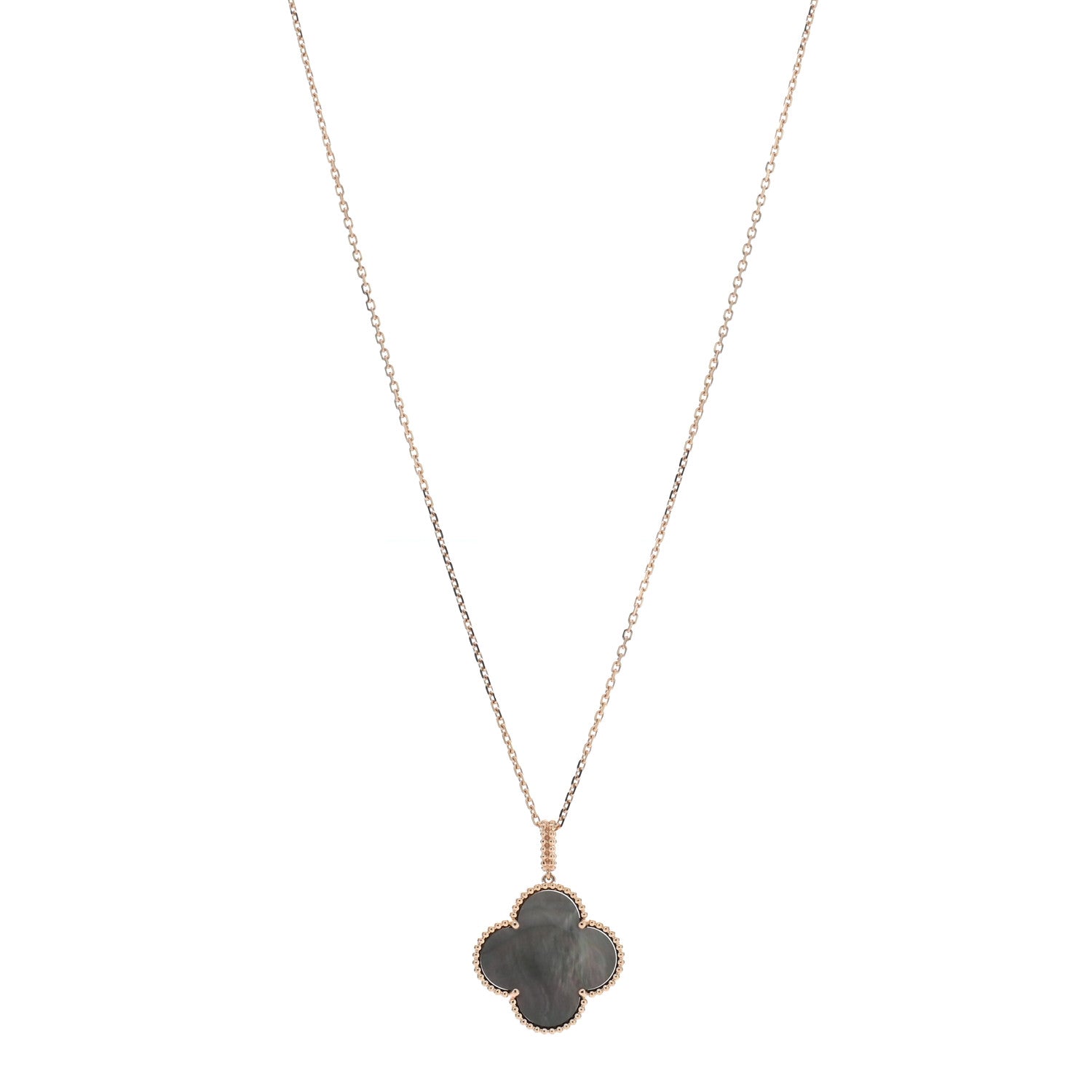 Van Cleef & Arpels 18K Rose Gold Gray Mother of Pearl Magic Alhambra Long Necklace 1 of 4