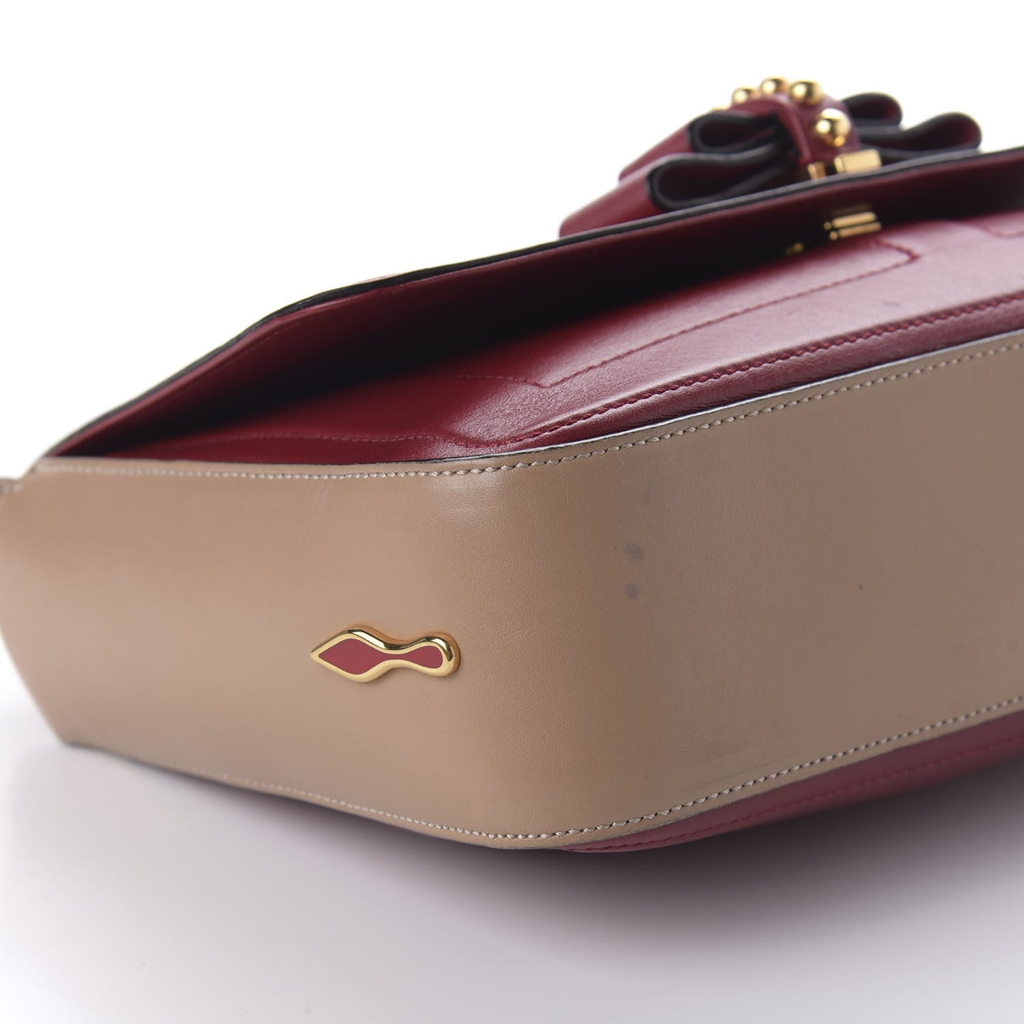 Soft Calfskin Small Sweety Charity Shoulder Bag Nude Red