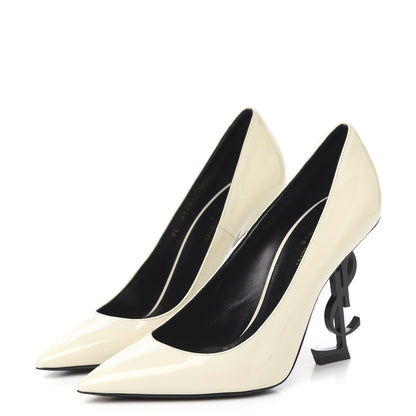 Saint Laurent Calfskin Opyum 100 Pumps 38.5 White 3 of 10
