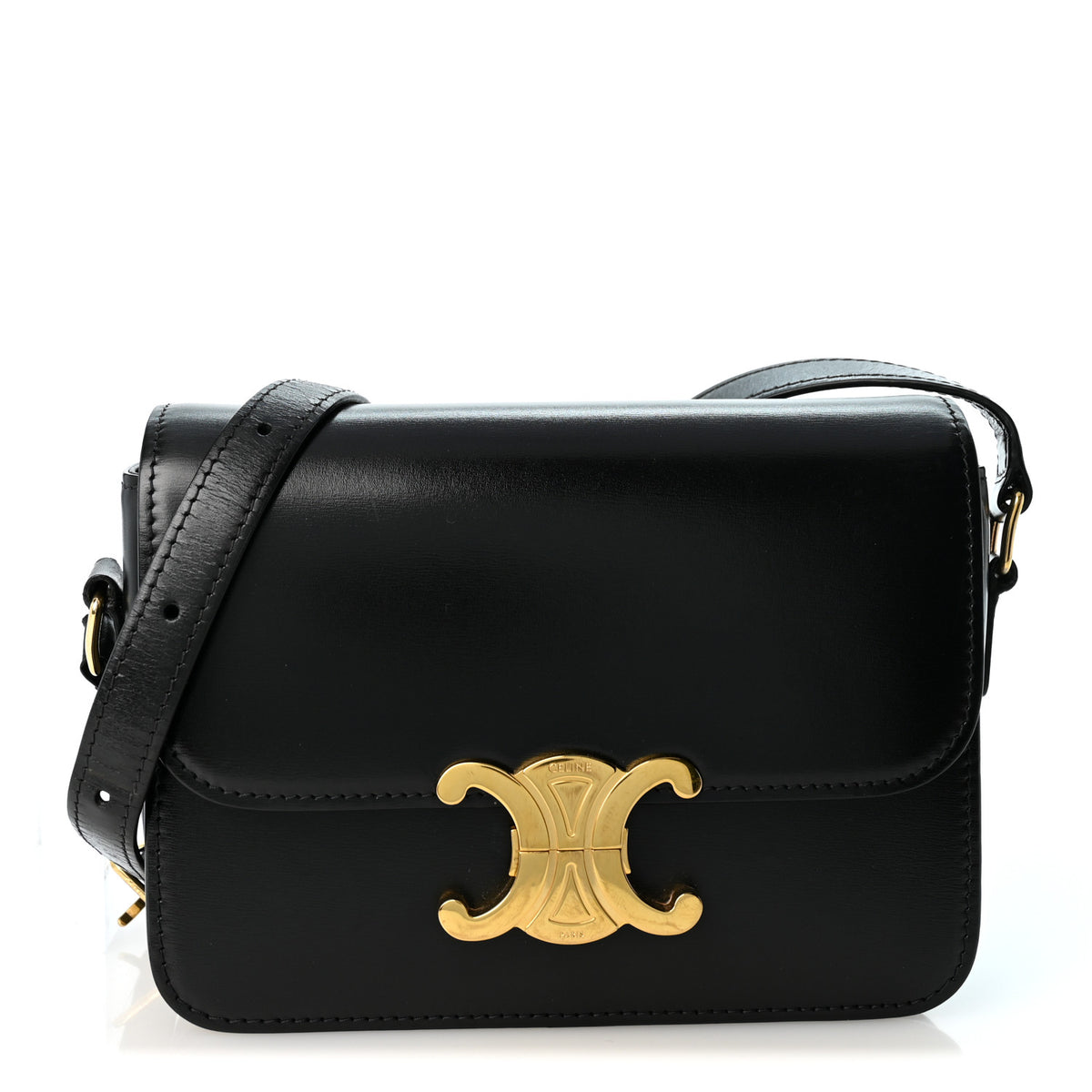 Celine Shiny Calfskin Teen Triomphe Black 1 of 10