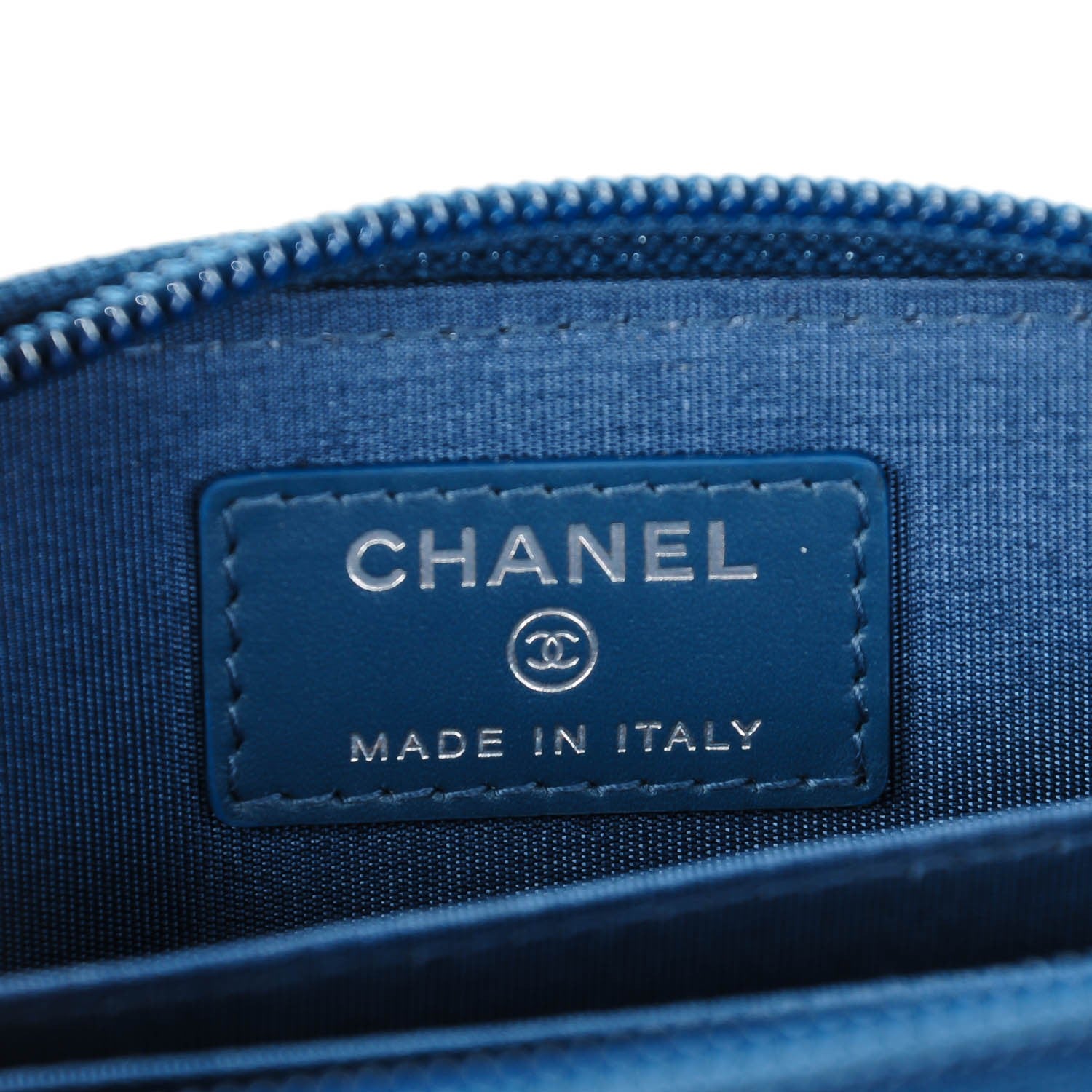 Chanel Caviar Timeless CC Zip Around Coin Purse Blue 6 of 7