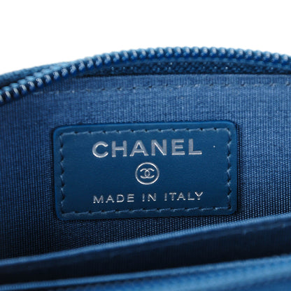 Chanel Caviar Timeless CC Zip Around Coin Purse Blue 6 of 7