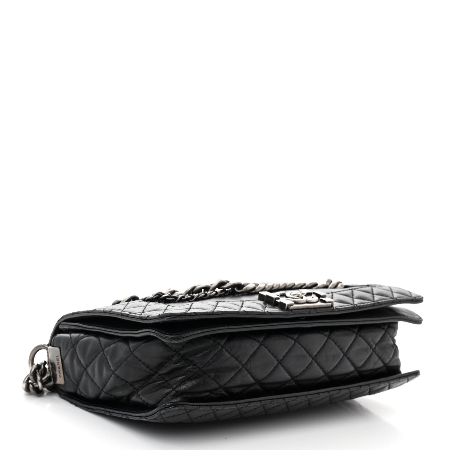 Calfskin Enchained New Medium Boy Flap Black