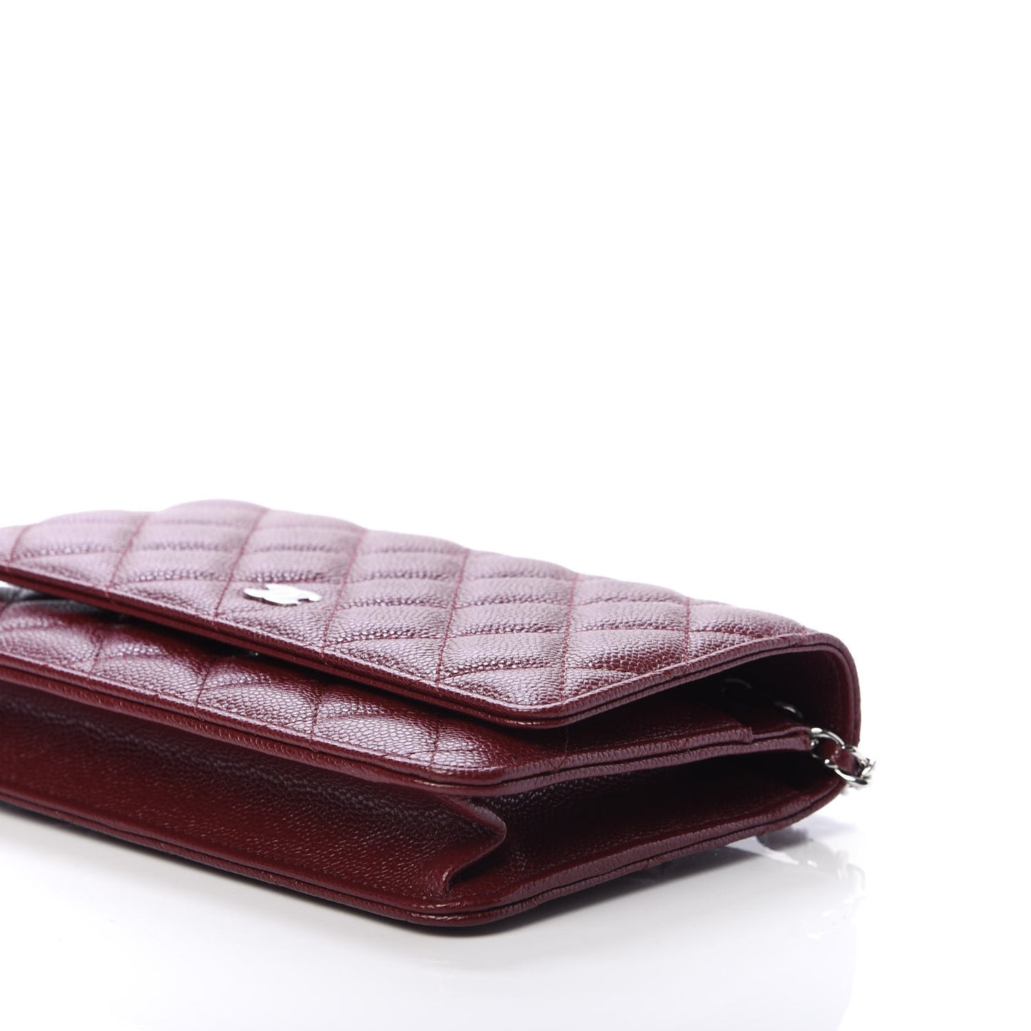 Caviar Quilted Wallet On Chain WOC Dark Red