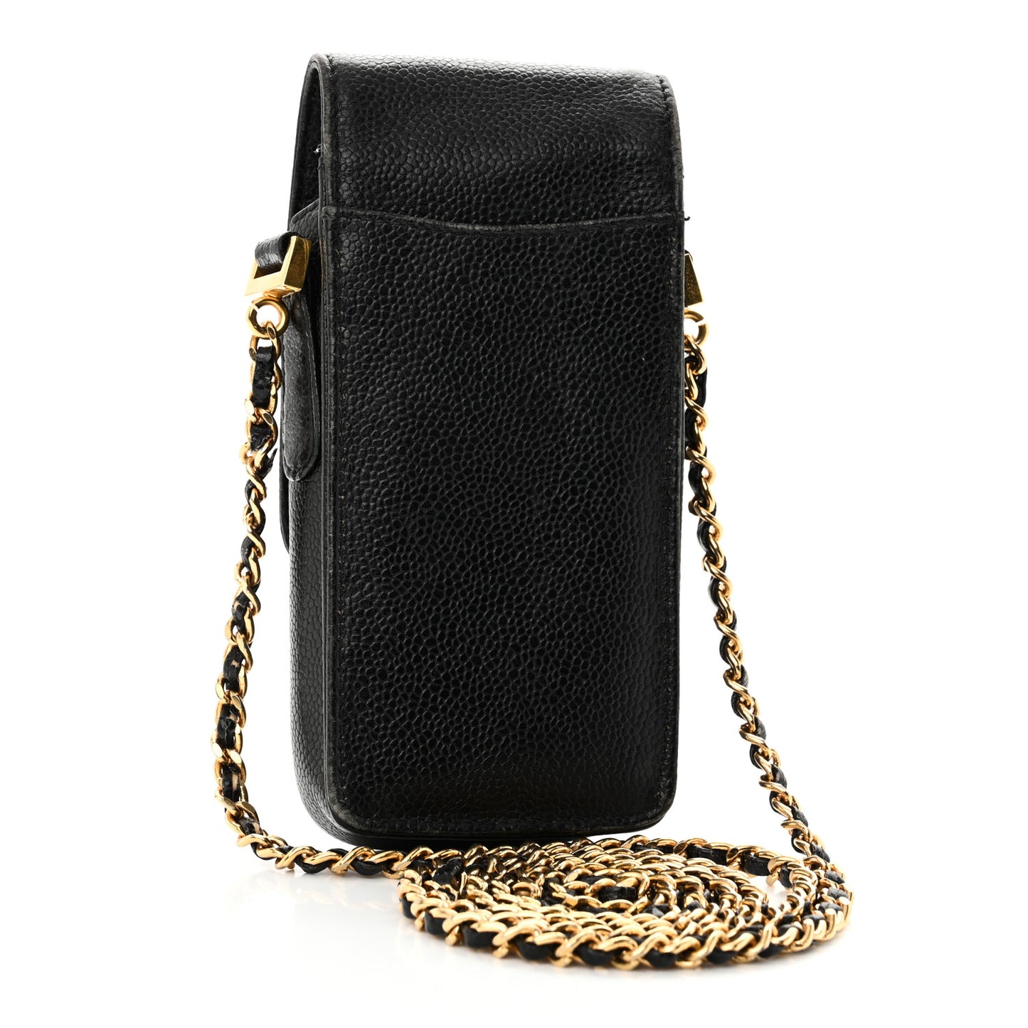 Caviar Phone Holder Crossbody Black