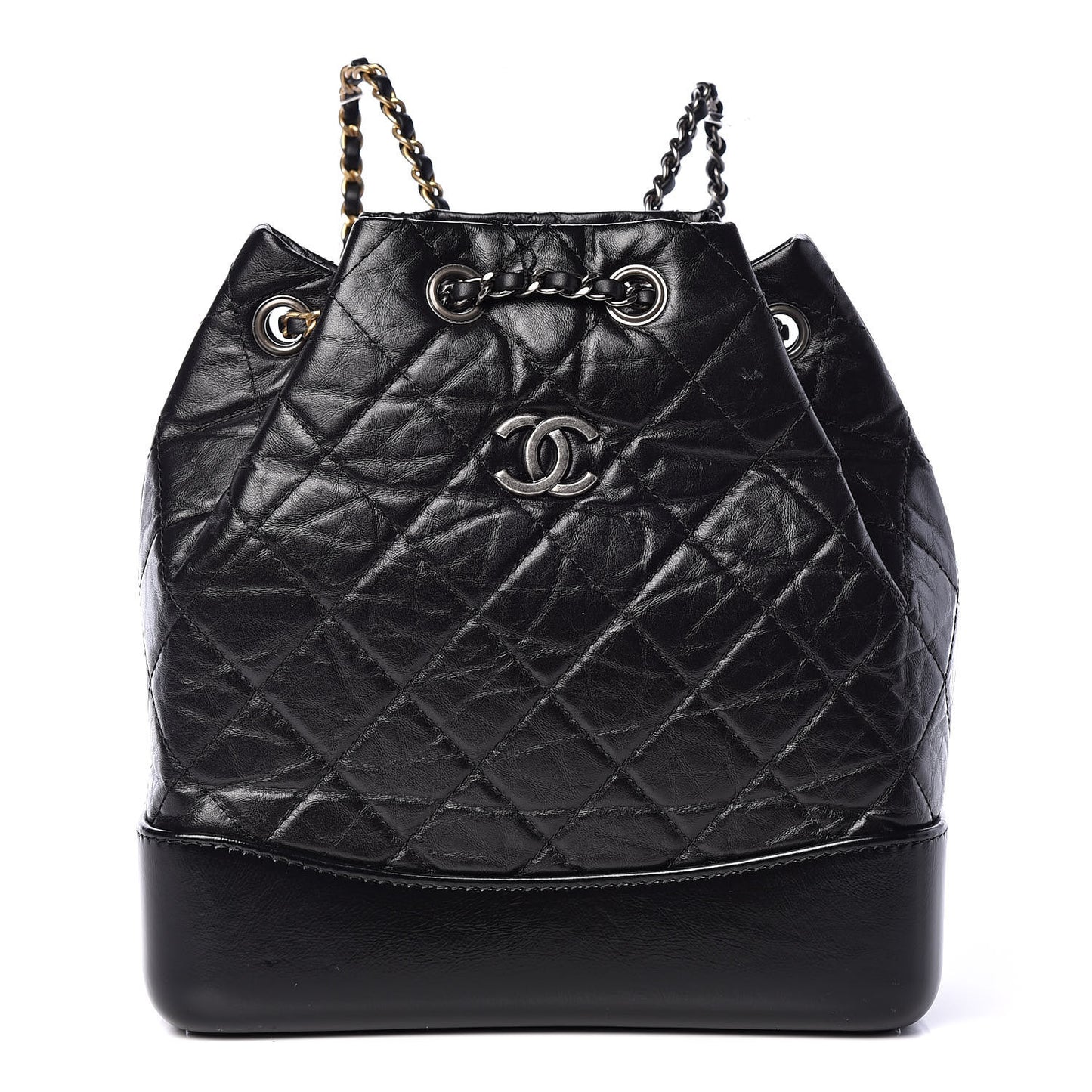 Aged Calfskin Quilted Small Gabrielle Backpack Black