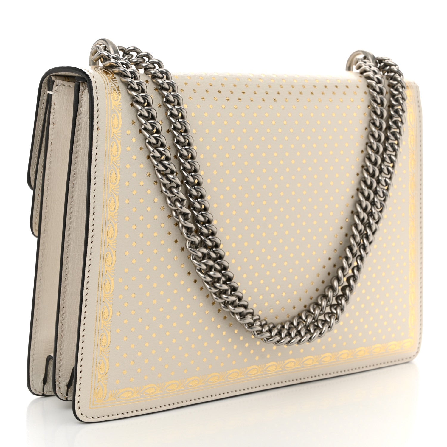 Gucci X SEGA Calfskin GUCCY Stars Medium Dionysus Shoulder Bag Mystic White Gold 3 of 11