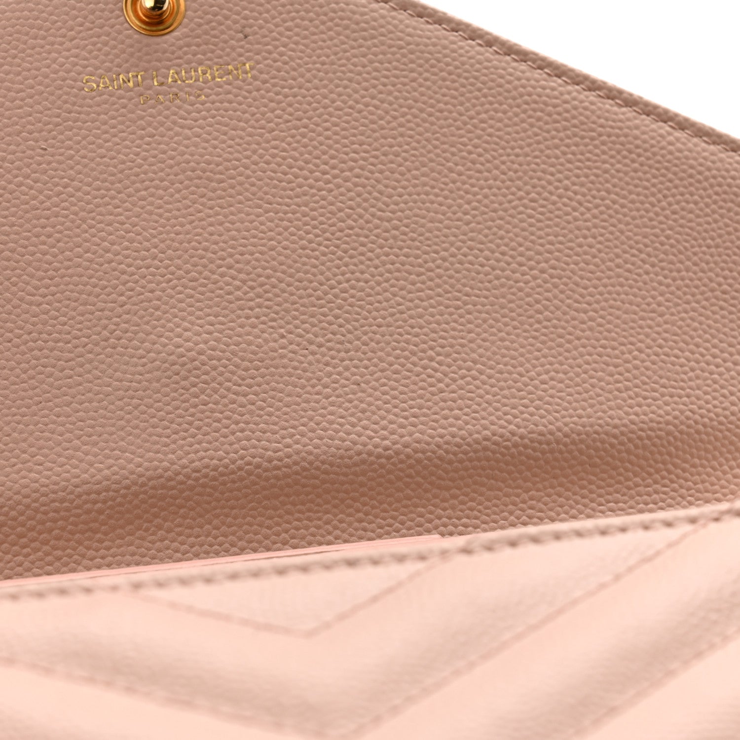Saint Laurent Grain De Poudre Matelasse Chevron Monogram Chain Wallet Pale Pink 13 of 15