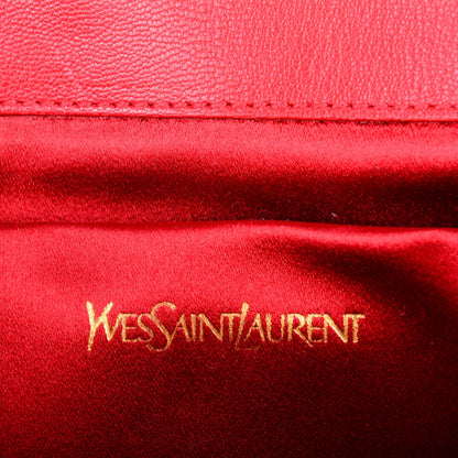 Saint Laurent Goatskin Monogram Large Belle De Jour Clutch Red 6 of 7