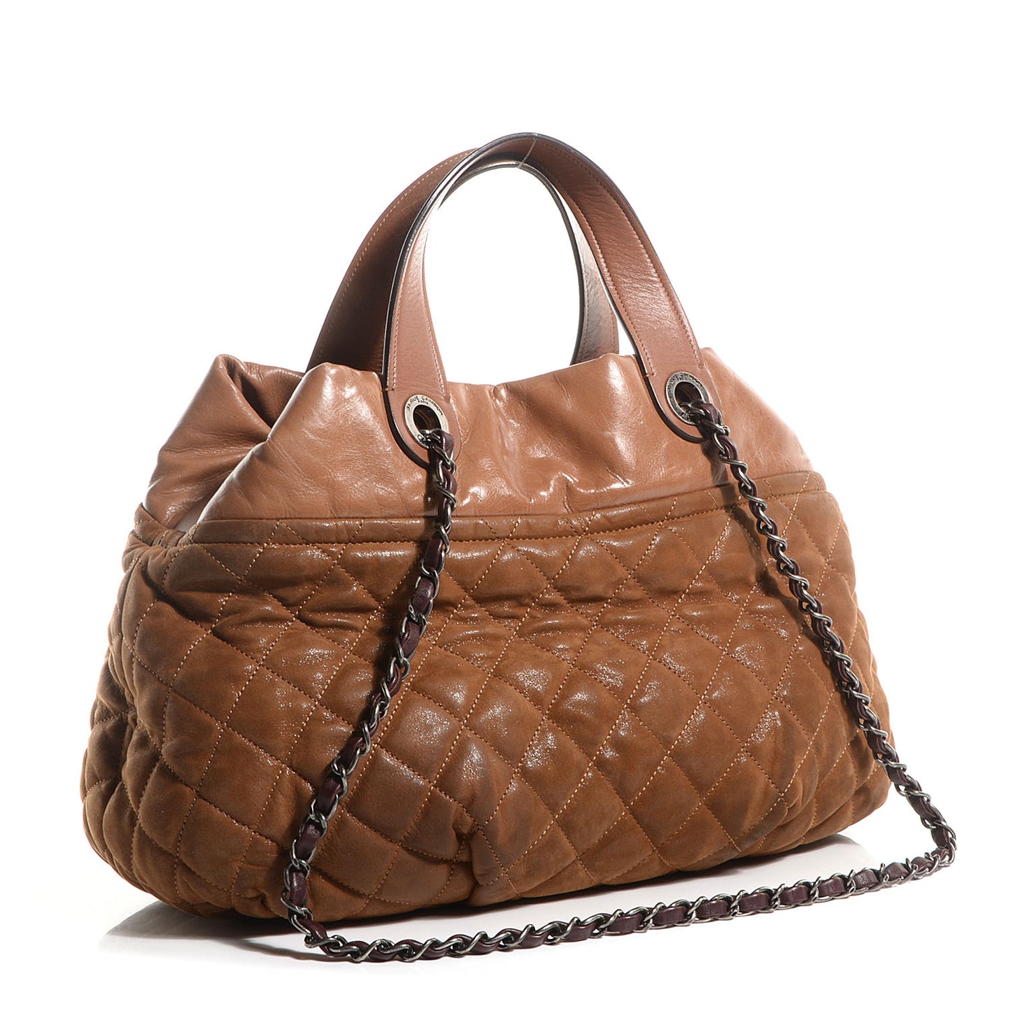 Iridescent Calfskin Large In The Mix Tote Light Brown