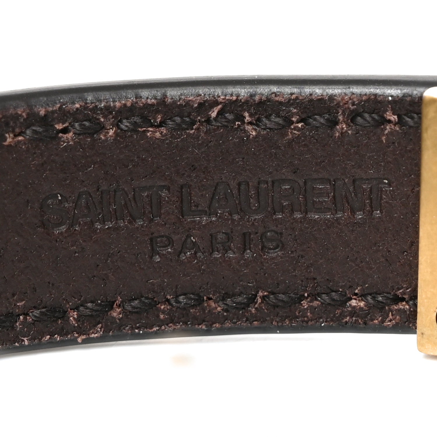 Saint Laurent Calfskin Cassandre Bracelet L Dark Brown Chocolate 4 of 5
