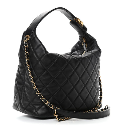 Chanel Lambskin Quilted Large Perfect Meeting Hobo Black 2 of 4