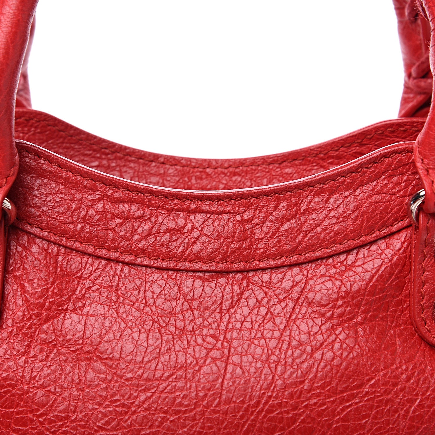 Balenciaga Agneau Classic Silver Hardware Mini City Logo Strap Rouge Cardinal Black 9 of 9