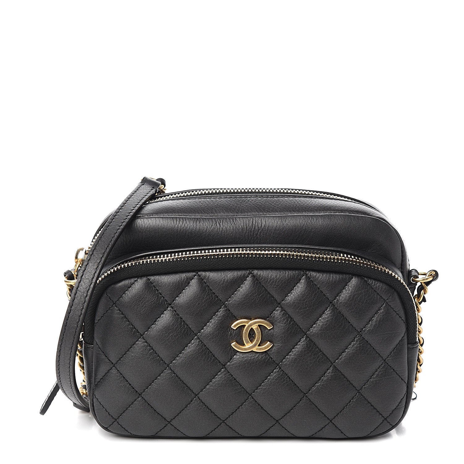 Chanel Calfskin Quilted Day Trips Camera Case Black 1 of 11