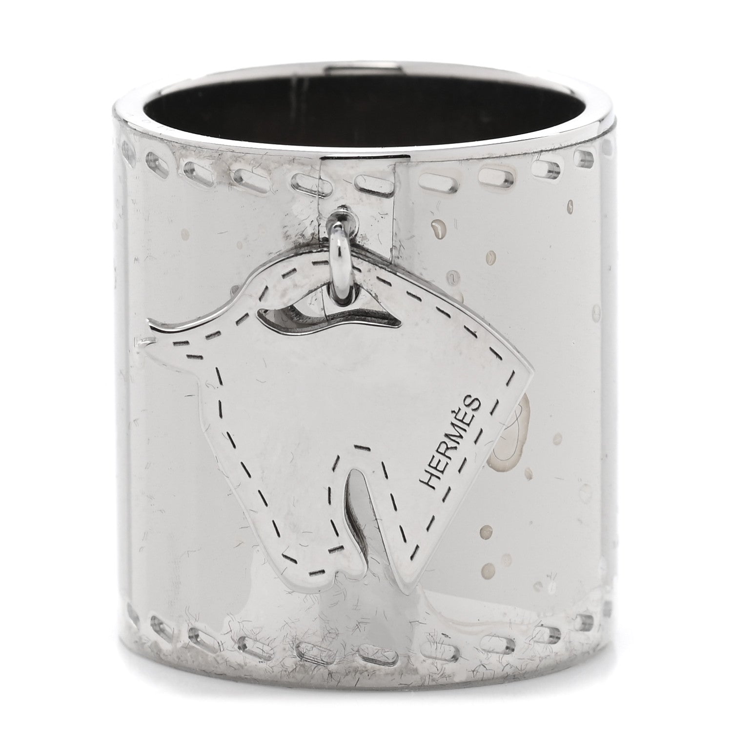 Hermes Palladium Tete de Cheval Horse Charm Scarf Ring 1 of 6