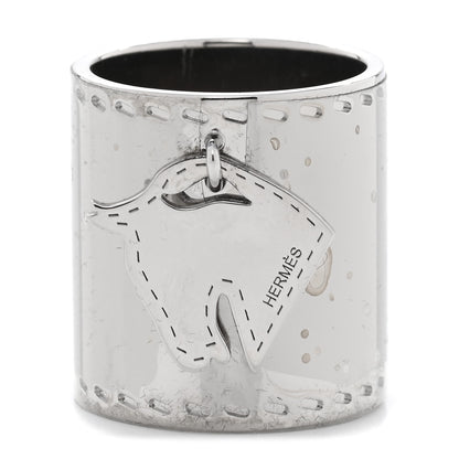 Hermes Palladium Tete de Cheval Horse Charm Scarf Ring 1 of 6