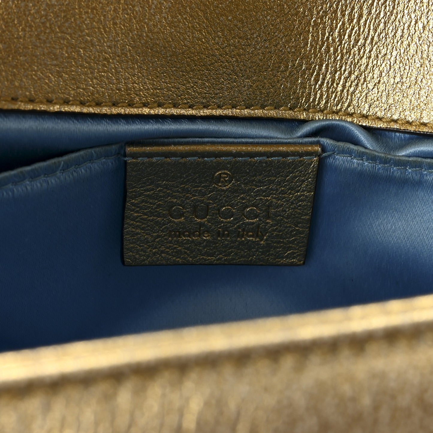 Metallic Calfskin Matelasse Mini GG Marmont Shoulder Bag Gold Pink