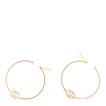 Gucci 18K Yellow Gold Diamond Large Running GG Hoop Earrings 4 of 7