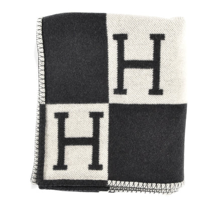 Hermes Wool Cashmere Avalon Blanket Ecru Gris Fonce 1 of 3