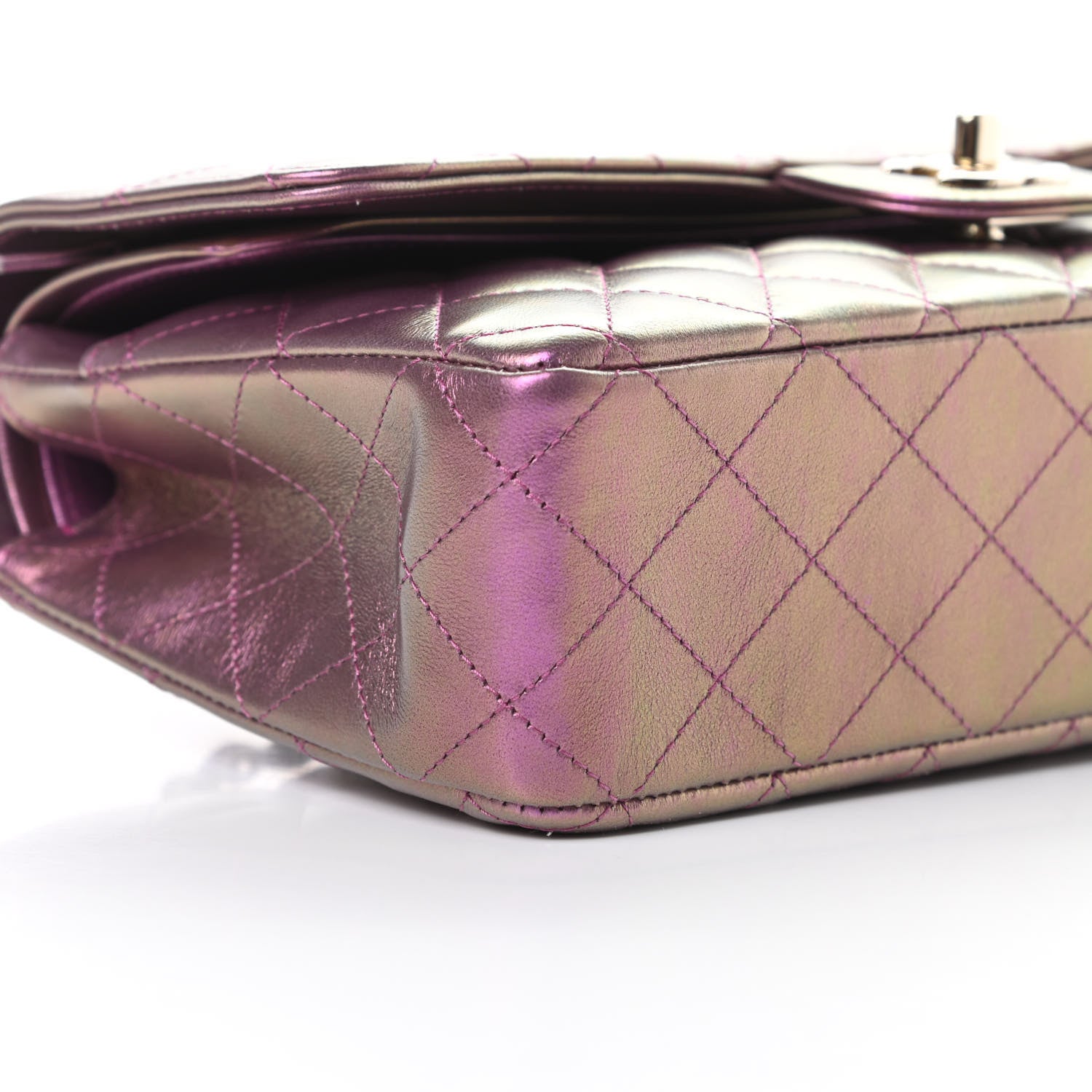 Chanel Iridescent Lambskin Quilted Medium Double Flap Purple 9 of 11