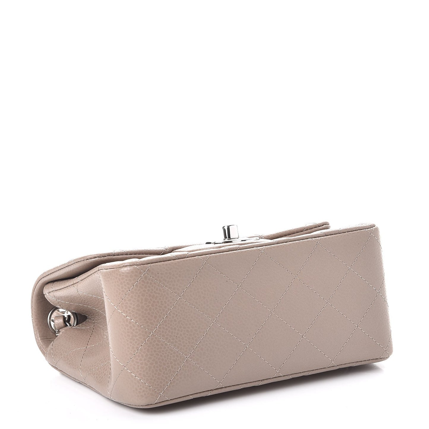 Caviar Quilted Mini Square Flap Taupe