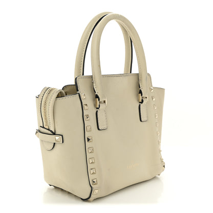 Valentino Garavani Vitello Mini Rockstud Double Handle Tote Ivory 3 of 16