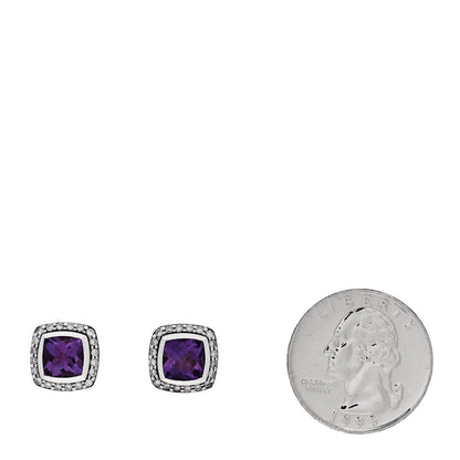 David Yurman Sterling Silver Diamond Amethyst 7mm Albion Earrings 2 of 4