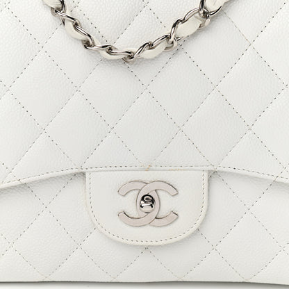 Chanel Caviar Quilted Jumbo Double Flap White 7 of 16
