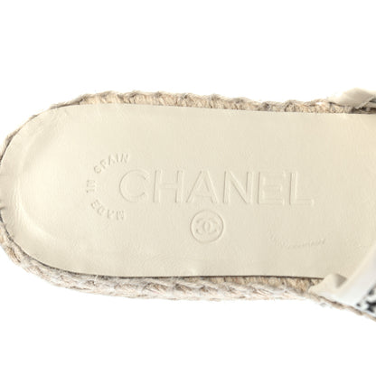Chanel Mesh Grosgrain CC Espadrilles Mule 37 Beige Black 7 of 7