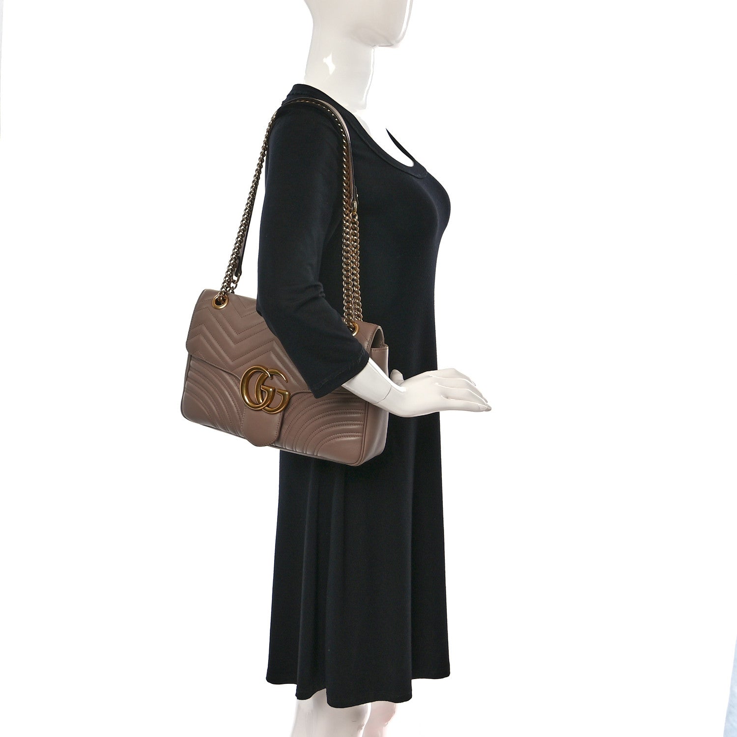 Gucci Calfskin Matelasse Medium GG Marmont Shoulder Bag Porcelain Rose 2 of 13