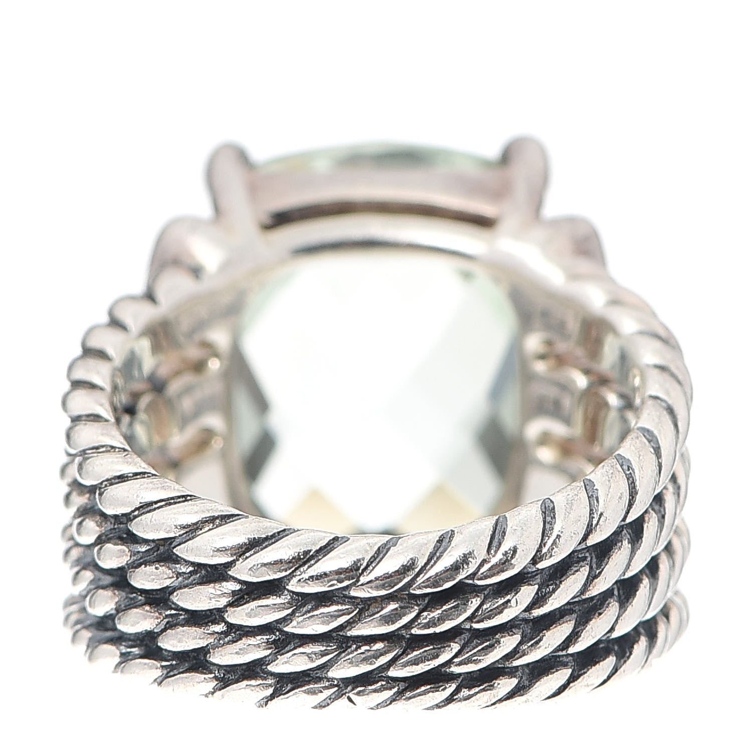 David Yurman Sterling Silver Diamond Prasiolite 16mm Wheaton Ring 51 5.75 4 of 5