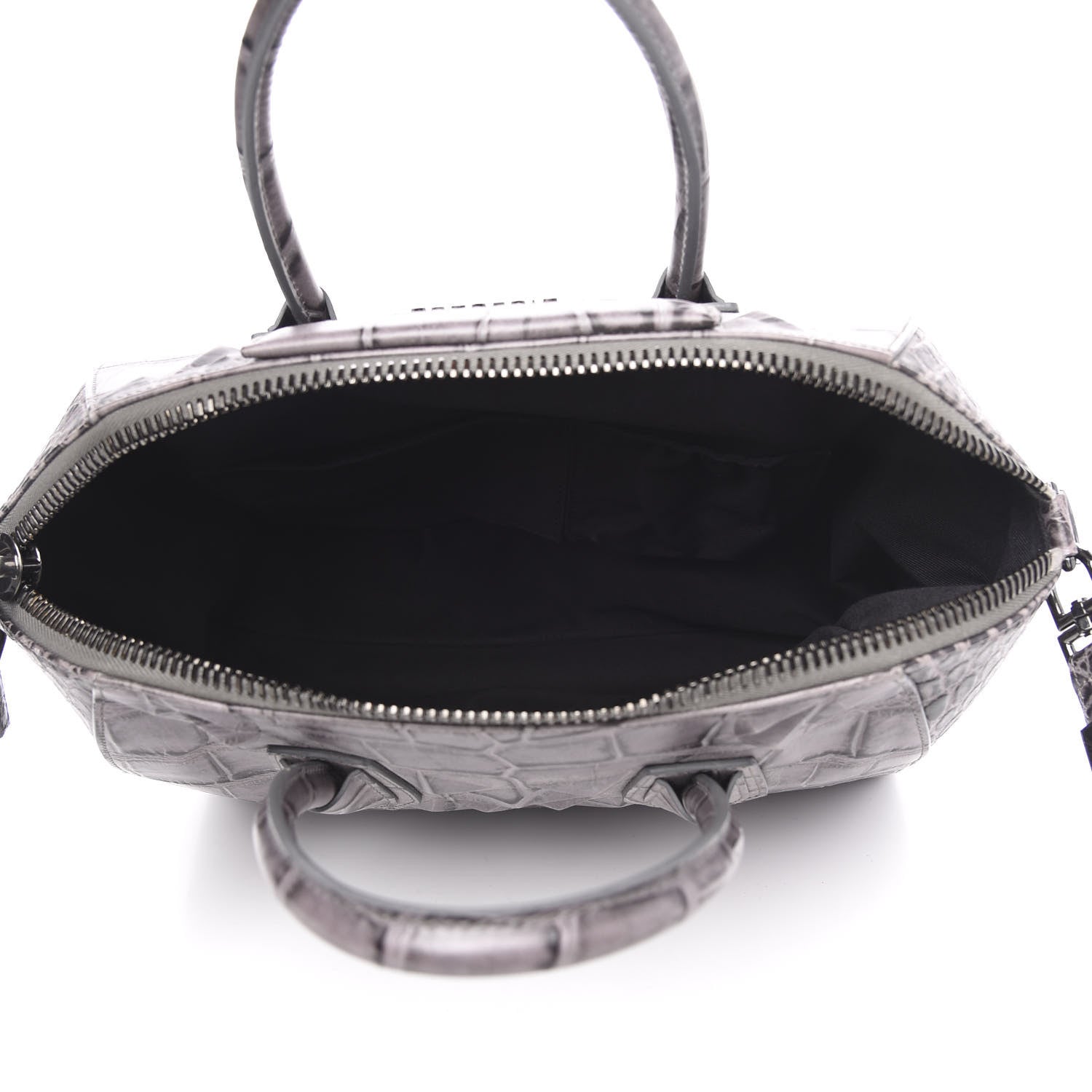 Givenchy Calfskin Crocodile Embossed 3D Stud Medium Antigona Storm Grey 5 of 12